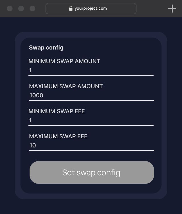 Set up tokens' swap config feature screen